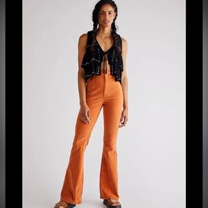 We The Free Vibrant Orange Flare Pants Size 27